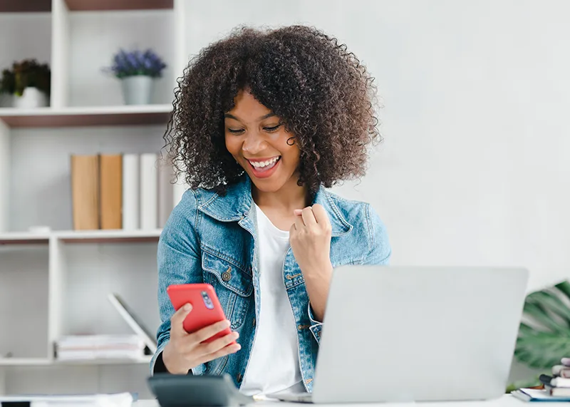 Musimack Marketing Woman Looking at Phone