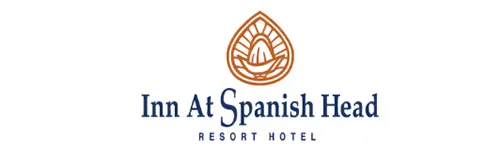 Inn At Spanish Head Resort Hotel logo with coastal-inspired orange icon and navy blue text.