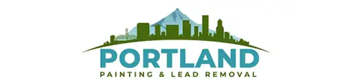 Portland Painting & Lead Removal logo with green skyline, mountain graphic, and teal wordmark.